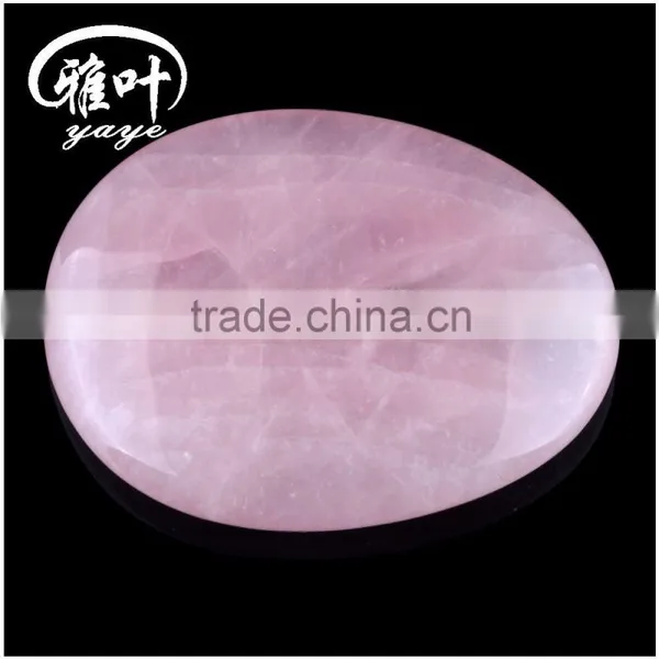 Wholesale 45*35*7mm Natural Rose Quartz Gemstone Worry Stone for Massage photo-6