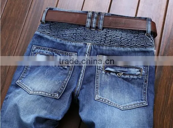 Pleated Men Denim Jeans Pants Famous Brand Washed Ripped Jeans Fashion Designer Biker Jeans Straight Slim Hole Pants photo-3
