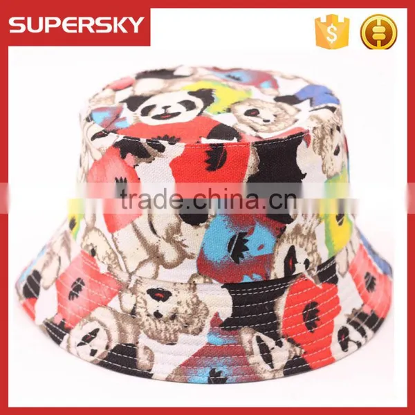 A-1417 Fashion Baby Print Bucket Sun Hat Children Summer Sun Beach Cap Cute Kids Bucket Hat photo-5