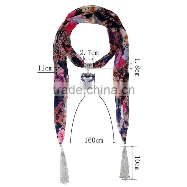 Europe Vintage Style With Pruple Heart Pendant Scarf photo-4