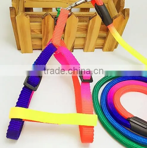Pet Dog Cat Rainbow Colorful Nylon Collar Leash Puppy Lead Collar Bell Ring photo-2