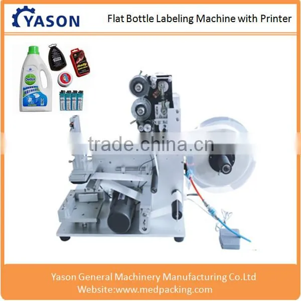 Flat Bottle Label Printing Machine,Semi Automatic Labeling Machine with Date Printer