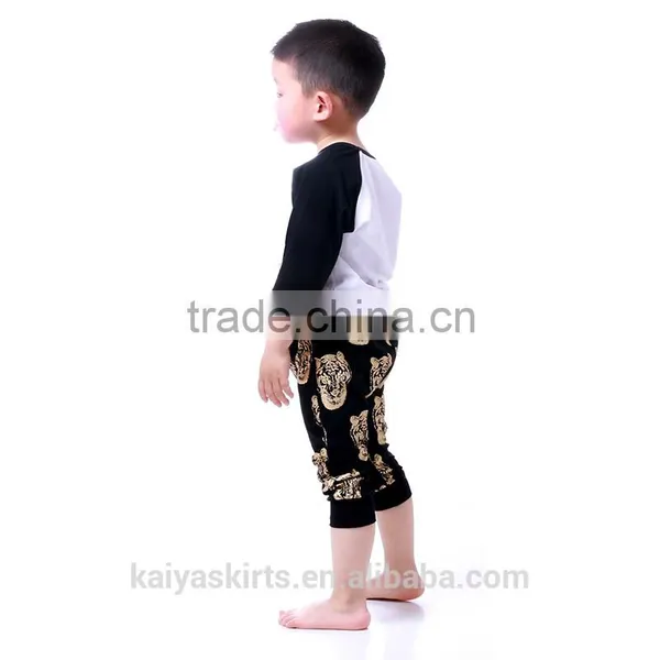 Naughty Boys Boutique Tiger Printed 2 Pcs 3/4 Sleeves Top and Pant Sets Clothing Manufacturers 2016 for Kids photo-3