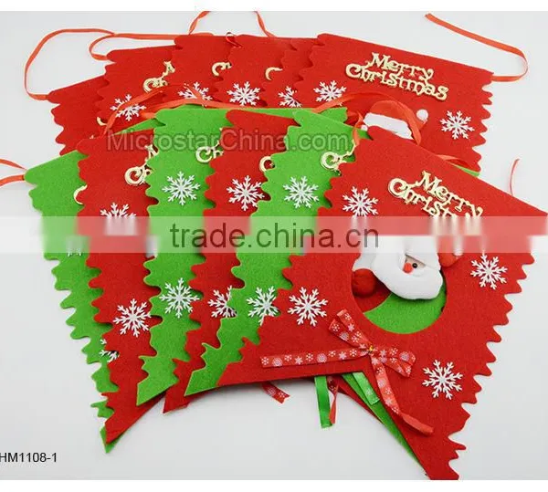 Green and Red Snowman Hanging Bunting Flags Christmas Bunting Hanging Banners photo-2