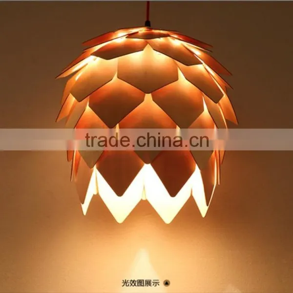 Modern Artichoke Lighting Crimean Pine Cone Wooden Pendant Lamp photo-4
