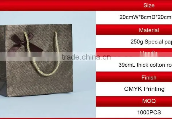 Special Paper Bag With Cotton Rope Handles and Decorative Ribbon Bow photo-2