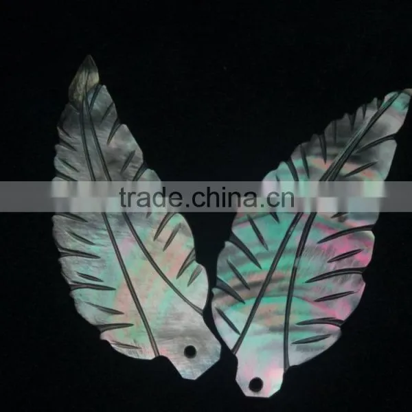 Best Quality New Arrival Mother of Pearl Gemstone With Nice Carving and Leaf Shape photo-2
