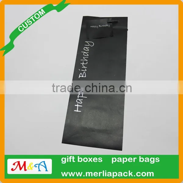 Black Wine Bag Euro Hook Paper Bag With Swing Tag Loop Handles photo-4