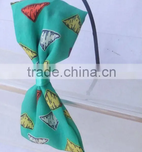 Beautiful Colorful Triangle Printed Fabric Bow Hairbands