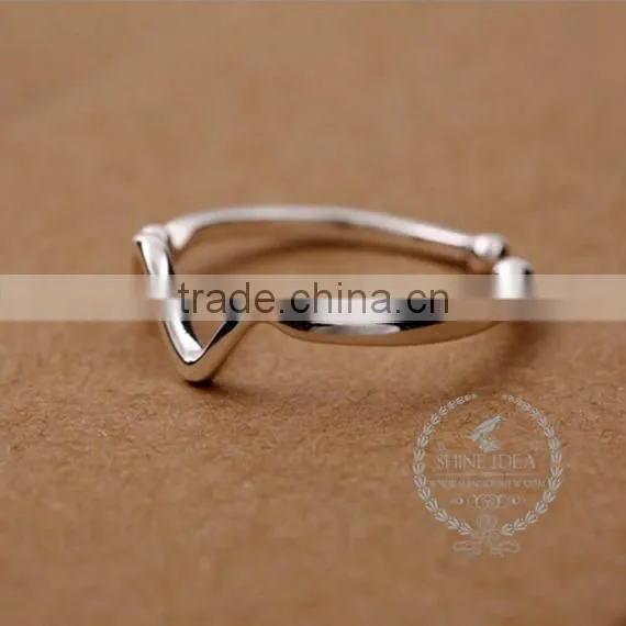 925 Sterling Solid Silver Heartbeat Curve Adjustable Ring Fashion Women Ring Jewelry Supplies 6260550 photo-2