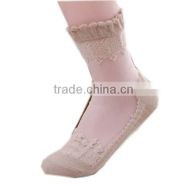 Customized New Thin Transparent Beautiful Lace Boot Socks , Fancy Lace Socks , Bulk Wholesale Socks photo-2
