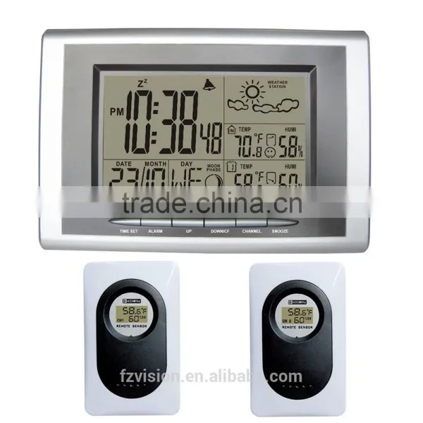 Digital Weather Station Table Clock With 2 Transmitters for Weather Forecast