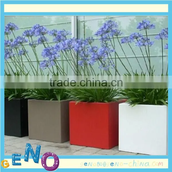 Fashionable Simple Shape Bonsai Square Dark Fiberglass Planter Flower Pot photo-4