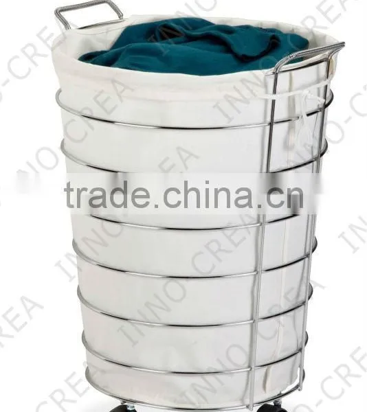 Steel Canvas Rolling Laundry Hamper, Chrome photo-2
