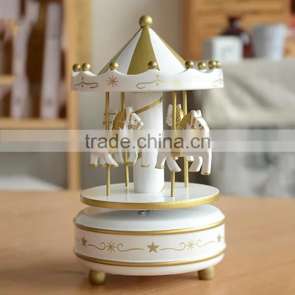 N533 Wooden Music Box Wooden Carousel Christmas Gift Decoration photo-6
