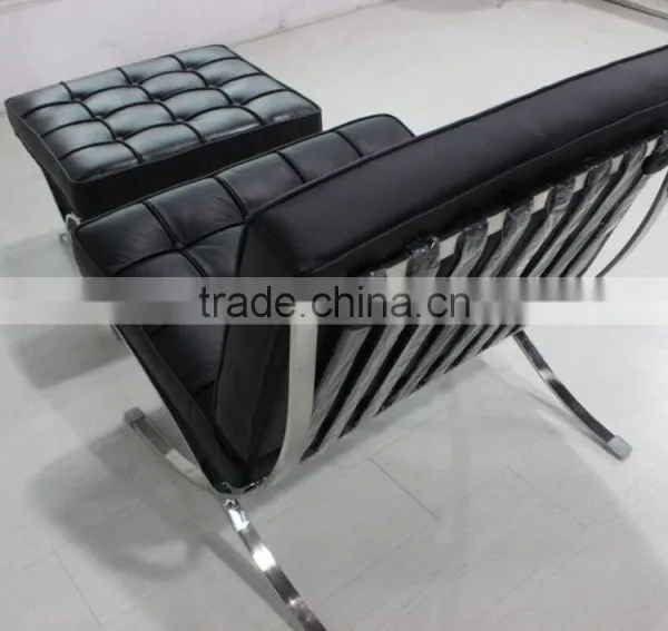 Wholesale Pu Leather Barcelona Style Chair With Footrest Chair photo-6