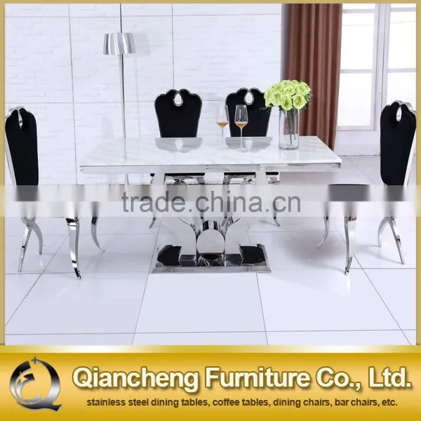 Fancy Designs Marble Top Dining Table Stainless Steel Table photo-6