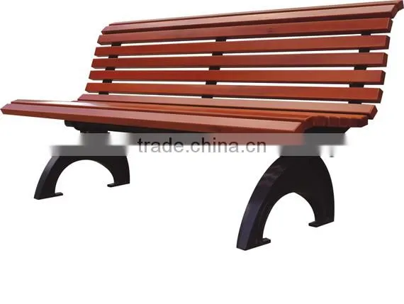 Outdoor Solid Wood Bench Cast Iron Legs photo-3