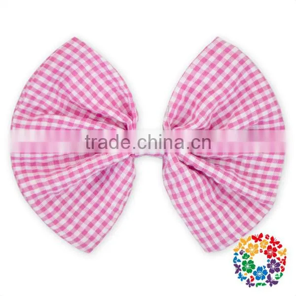 Sweet Little Girls Hair Accessories Orange Grid Hair Bow for Kids photo-3