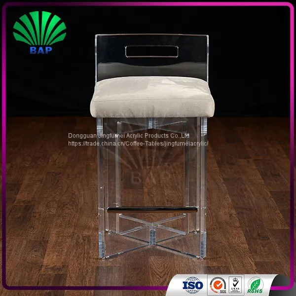 High End Leisure Bar Stool Soft Cushion Acrylic Stool Milk Tea Shop Relax Stool photo-3