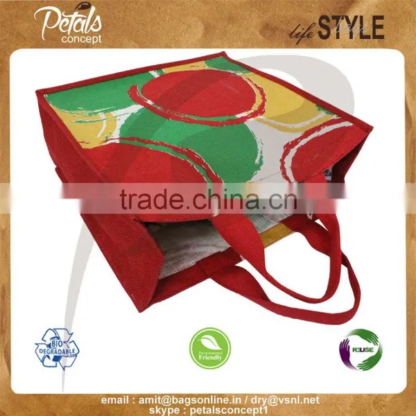 PP Laminated Jute Tote Bag With Cotton Web Handle photo-5