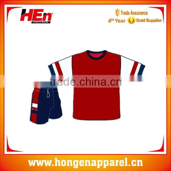 Hongen Apparel Subliamtion Teenage Stripe Short Sleeve Soccer Set