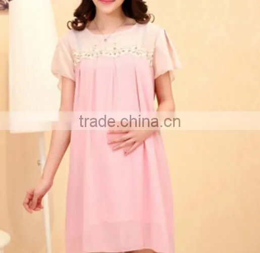 Best-selling 100% Cotton Wholesale Long Chiffon Maternity Dress photo-2