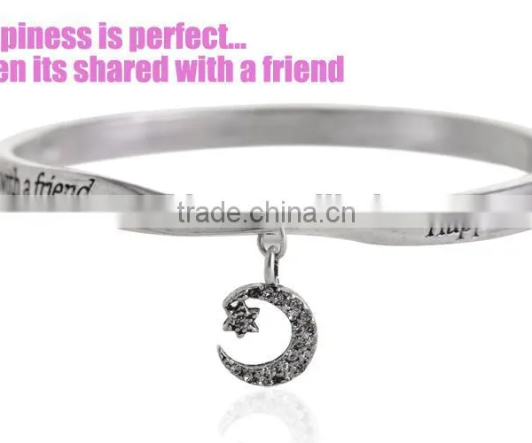 Custom Inspired Words Bangles Bracelets Jewelry Saying Phrase Engraved Metal Bangles Bracelets Best Family Friendship Gifts photo-4