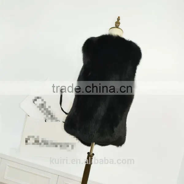 2017 New Fluffy High Quality Real Fox Fur Vest Women in Blue and Red PC-256 photo-5
