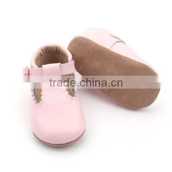 Quality Soft Sole Genuine Leather T-bar Baby Girl Shoes photo-5