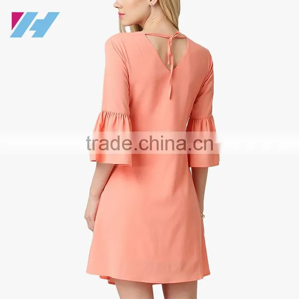 Summer Latest Women's Fashion Apparel Trends Slim Fit Bell Sleeve Dress photo-4
