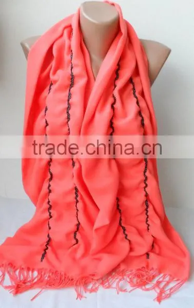 Ruffle Pashmina Scarf.Coral Scarf Ruffled Scarf Frilly Scarf Orangescarf Elegancescarf Pashmina Shawls Fashion Gifts photo-5