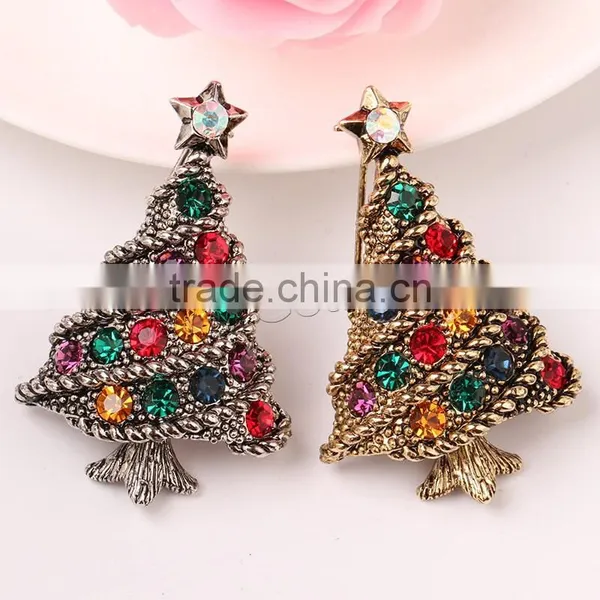 Christmas Jewelry Brooch With Rhinestone Christmas Gift Ideas Christmas Tree Brooch photo-2