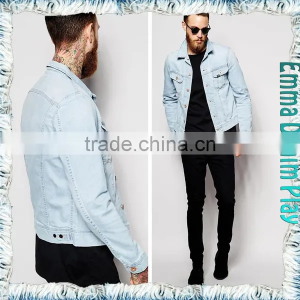 EMMA PRIVATE CUSTOMIZED MADE Vogue Mens White Blue Regular Fitted Denim Jackets photo-2