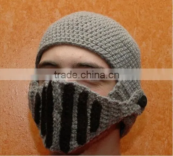 Hot Sell Roman Knight Helmet Hat Crochet Winter Warm Mask Beanies Cap photo-3