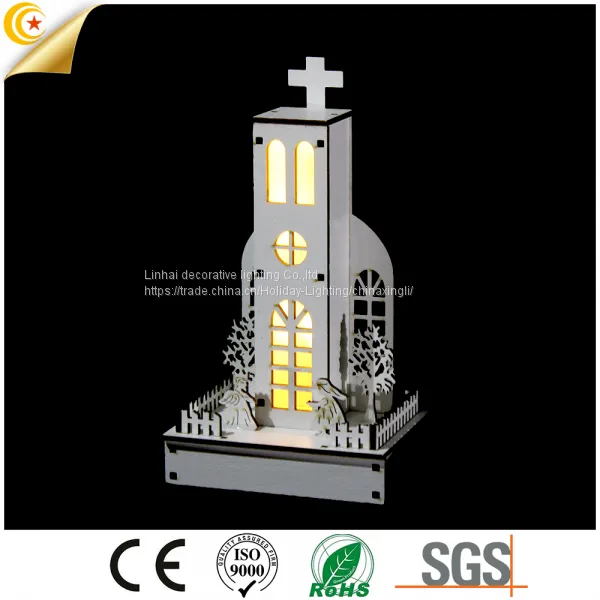 Wood Church Backdrop Decoration Bridge Lighting Led Lights
