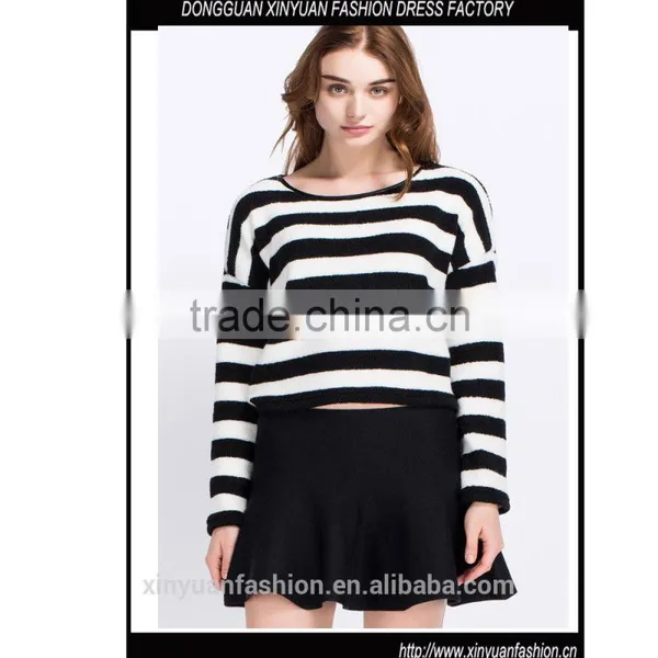 Women Fashion Elegant Striped Knitwear Latest Design
