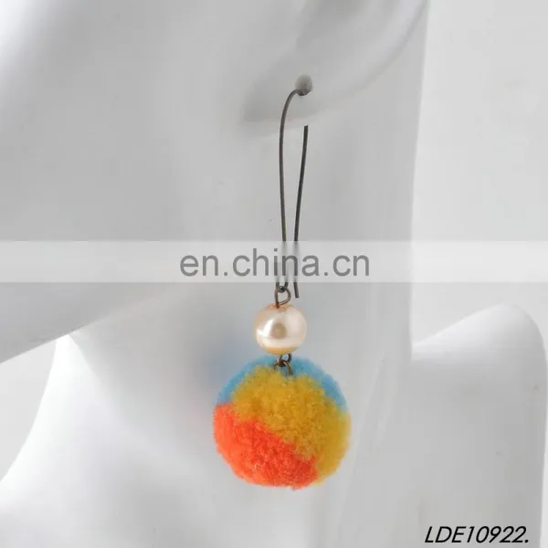 Fashion Colorful Fluffy Earrings Pom Pom Earrings photo-4