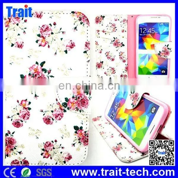 Flower Design Wallet Style With Card Slot Flip PU Leather Case for Samsung Galaxy S5 I9600 G900 (Flowers) photo-6