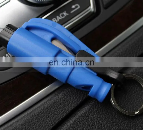 3 IN 1 Colors Keyring Whistle Seat Belt Cutter Emergency Hammer Car Window Breaker photo-2