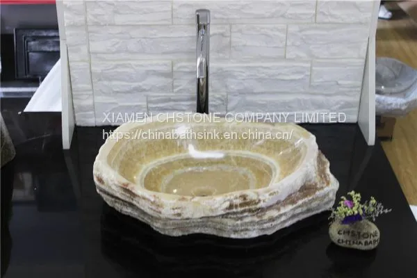 Honey Onyx Bathroom Wash Basin Luxury Stone Vessle Sink photo-2