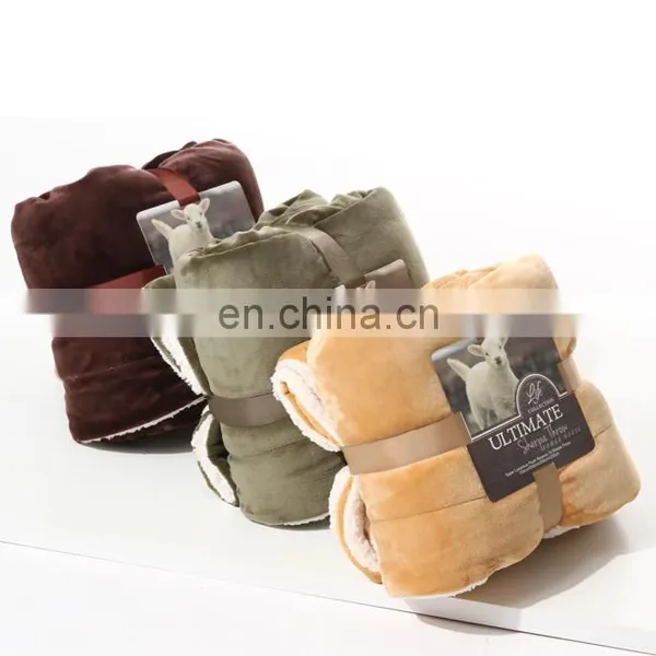 New Design Portable Custom Logo Fashion Sherpa Flannel Fleece Throw Blanket