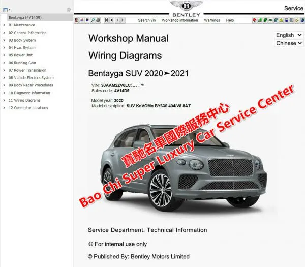 Bentley Bentayga FlyingSpur Continental Mulsanne Workshop Service Manual Wiring Diagram photo-3