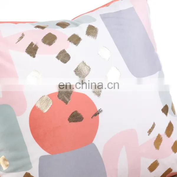 Gold Stamping Foil Metallic Printing Soft Decorative Velvet Pillow Cushion Case for Sofa photo-3