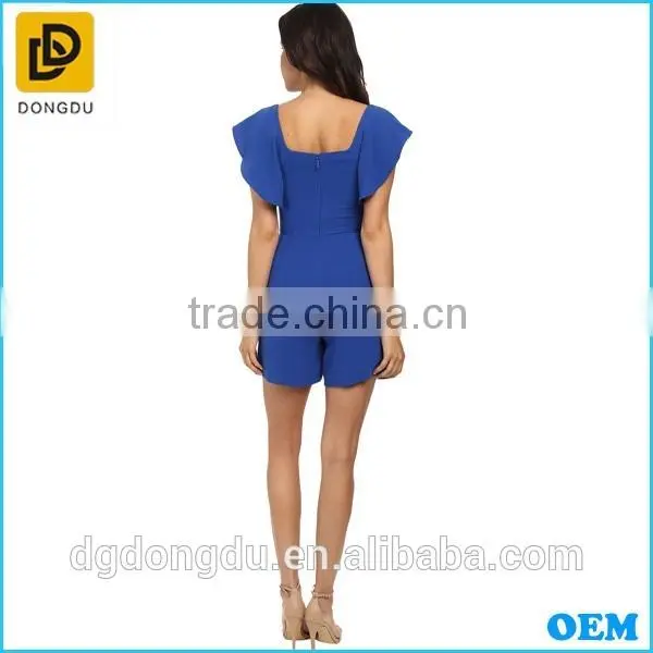 Newest Fashion Styles Crepe Romper With Beteau Neckline With Tulip Short Sleeves photo-5
