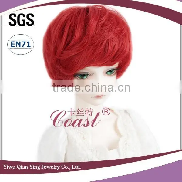Beauty Short Red Curly Bob Bjd Doll Wigs photo-2
