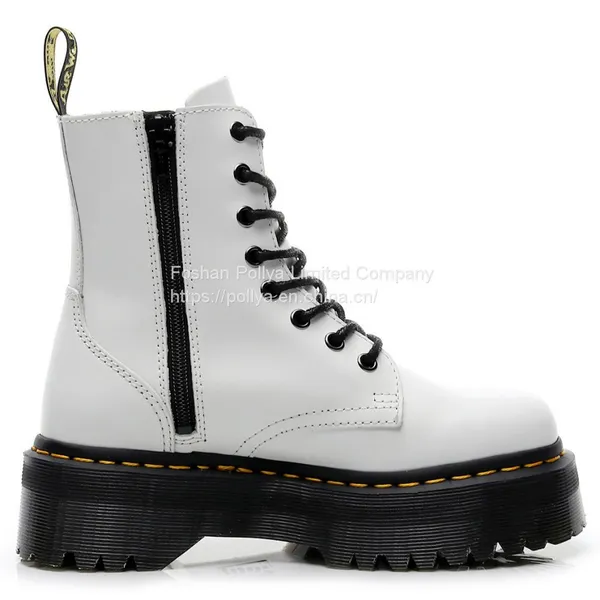 Jadon High Top Thick Bottom 8 Hole Martin Side Zipper English Women's Short Boots Sponge Bottom Lacing Work Boots