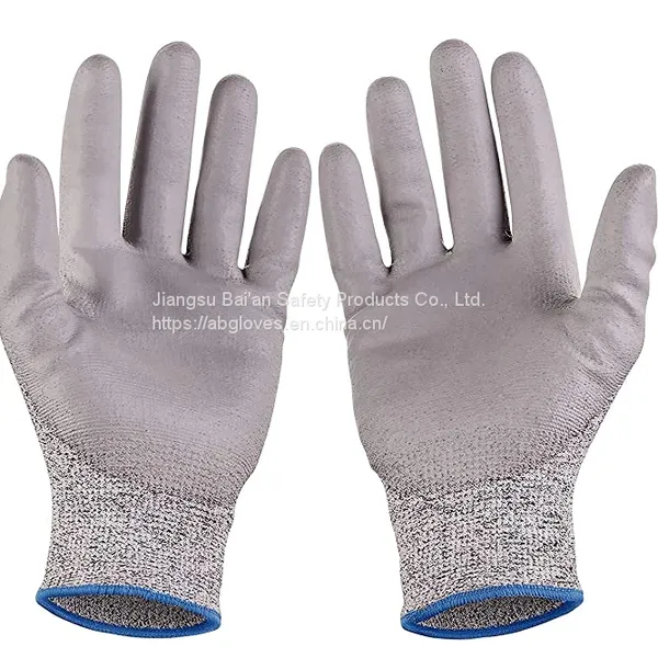 High Quality 13 Gauge Hppe Cut Resistant Palm Coating PU Safety Work Gloves photo-5