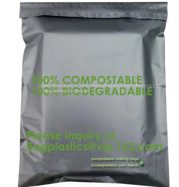 Biodegradable Compostable Plastic Courier Shipping Envelope Custom Matte Black Corn Mailers Bag Bagplastics Bagease photo-5