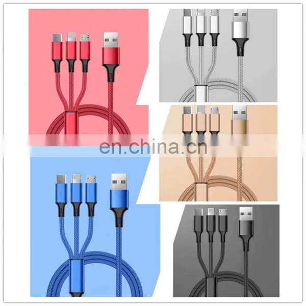 Wholesale 3 in 1 Usb Charger Cable Multiple Micro Usb Cable Type-c USB Charging Data Cable photo-5